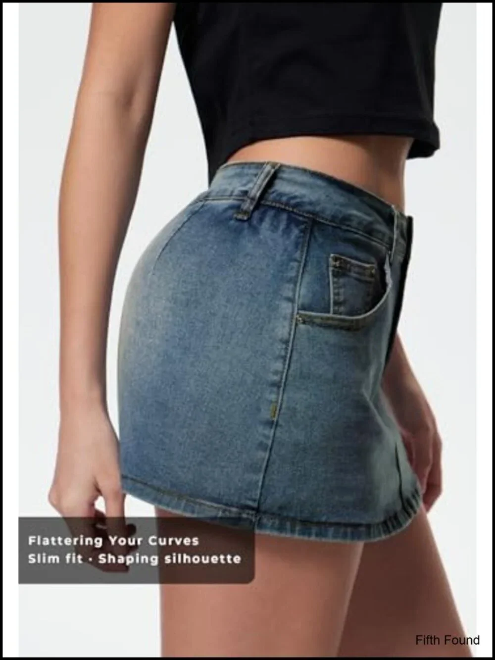 High Waisted Denim Skort with Built-in Shorts